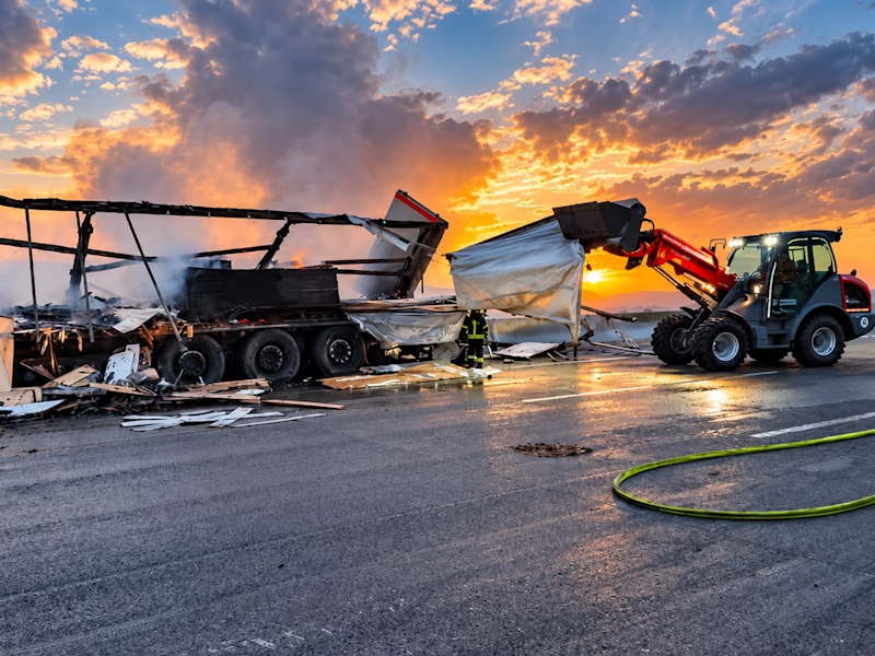 LKW-Brand auf der A9 – Bergung des ausgebrannten LKW